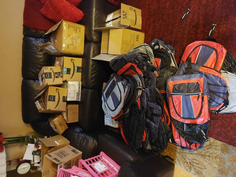 Backpacks Staged for Delivery